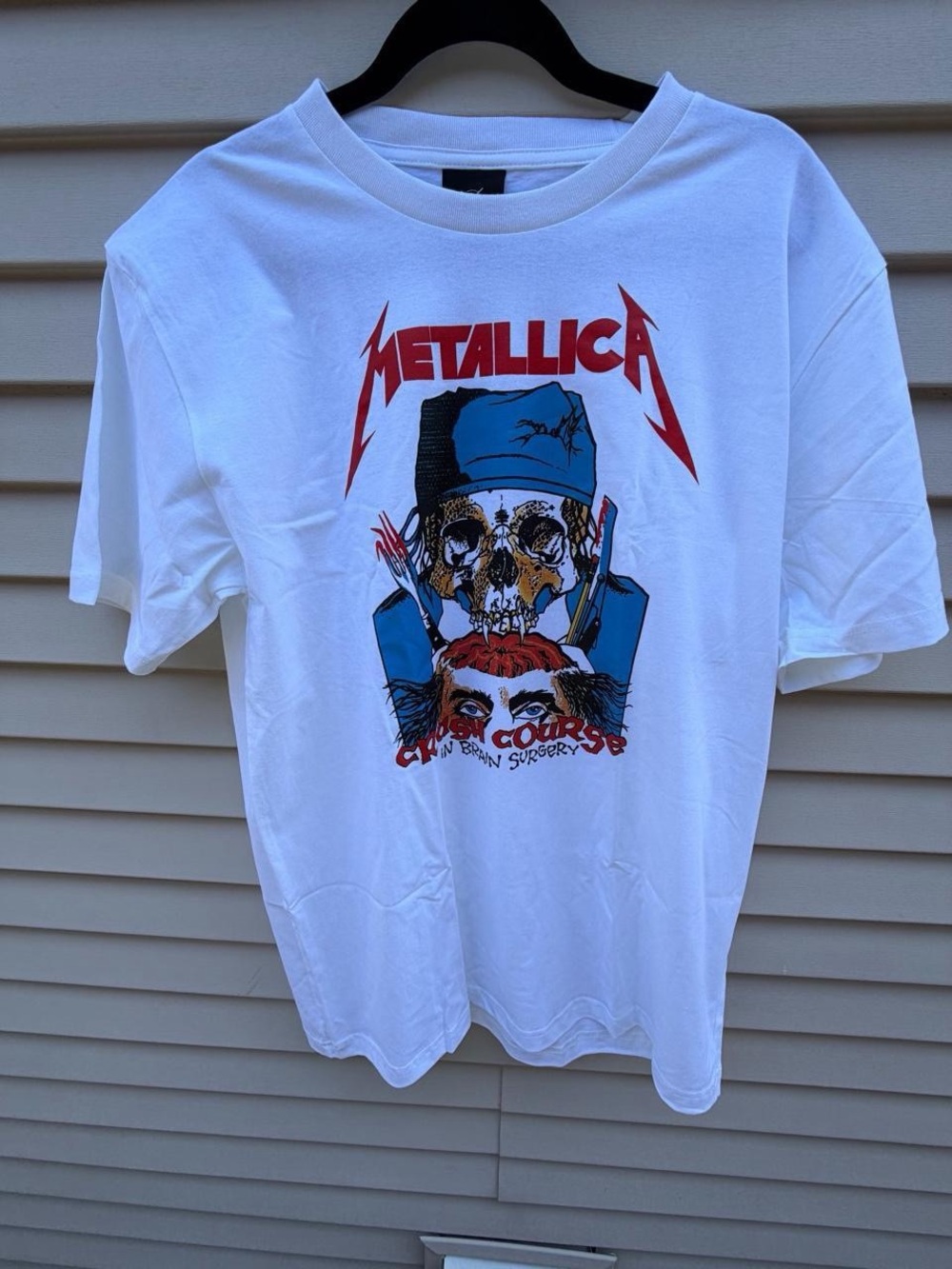 Kids' White Graphic Tee - Red & Blue Skull Design